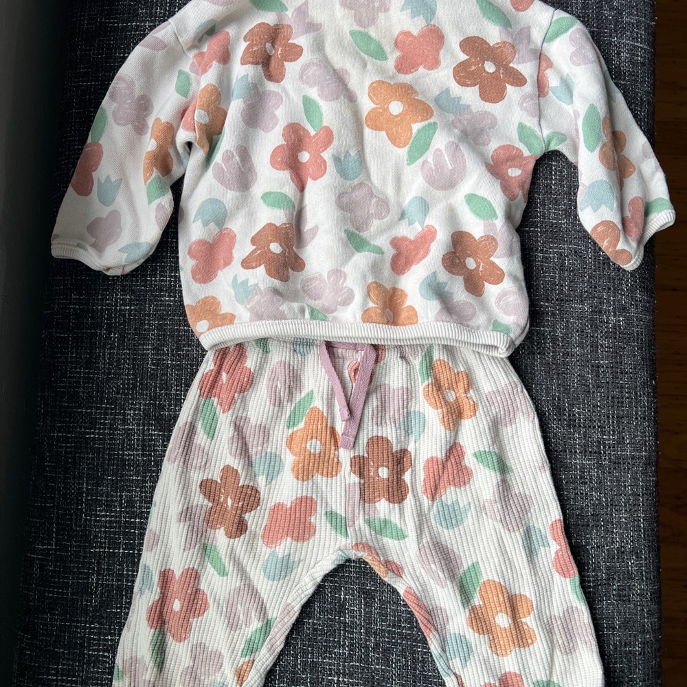 Zara Floral Two-Piece Loungewear Set - Pastel Flower Print